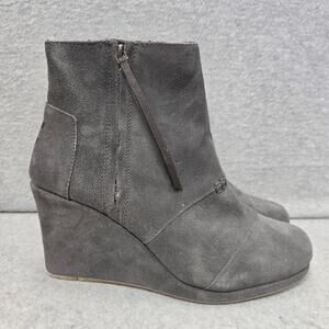 Toms Desert Wedge Zip Suede Booties Size 9.5